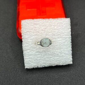 Jade Stainless Steel ring with silver wire - size 5.5